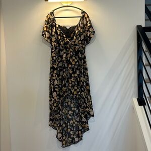Lily Rose Black Floral Asymmetrical Dress